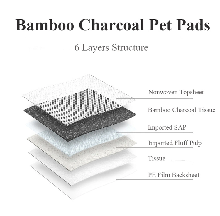 OEM Wholesale Disposable Bamboo Charcoal Pet Wee Bed Dog Toilet Training Mat Carbon Puppy Potty Urine Absorbent Dog PEE Pads